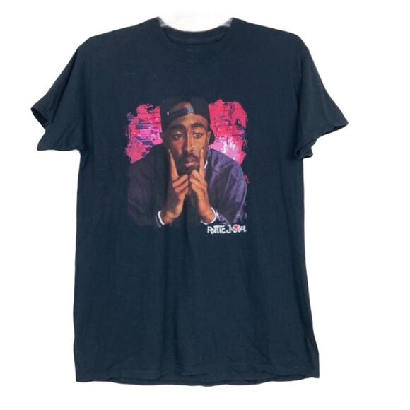 Tupac Poetic Justice black graphic short sleeve t-shirt Sz L - Picture 1 of 4